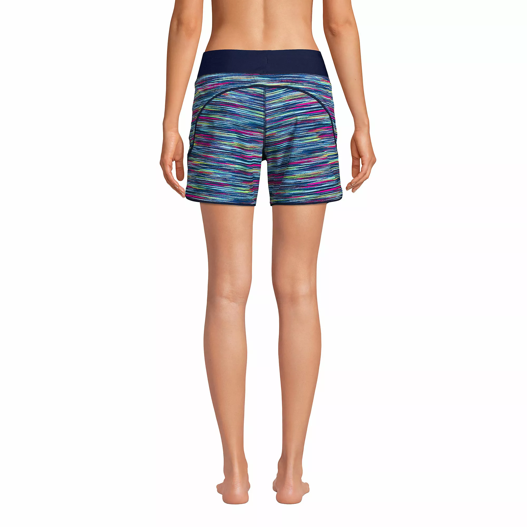 Lands' End Women's 5" Quick Dry Elastic Waist Board Shorts Swim Cover-up Shorts With Panty Print - Image 3