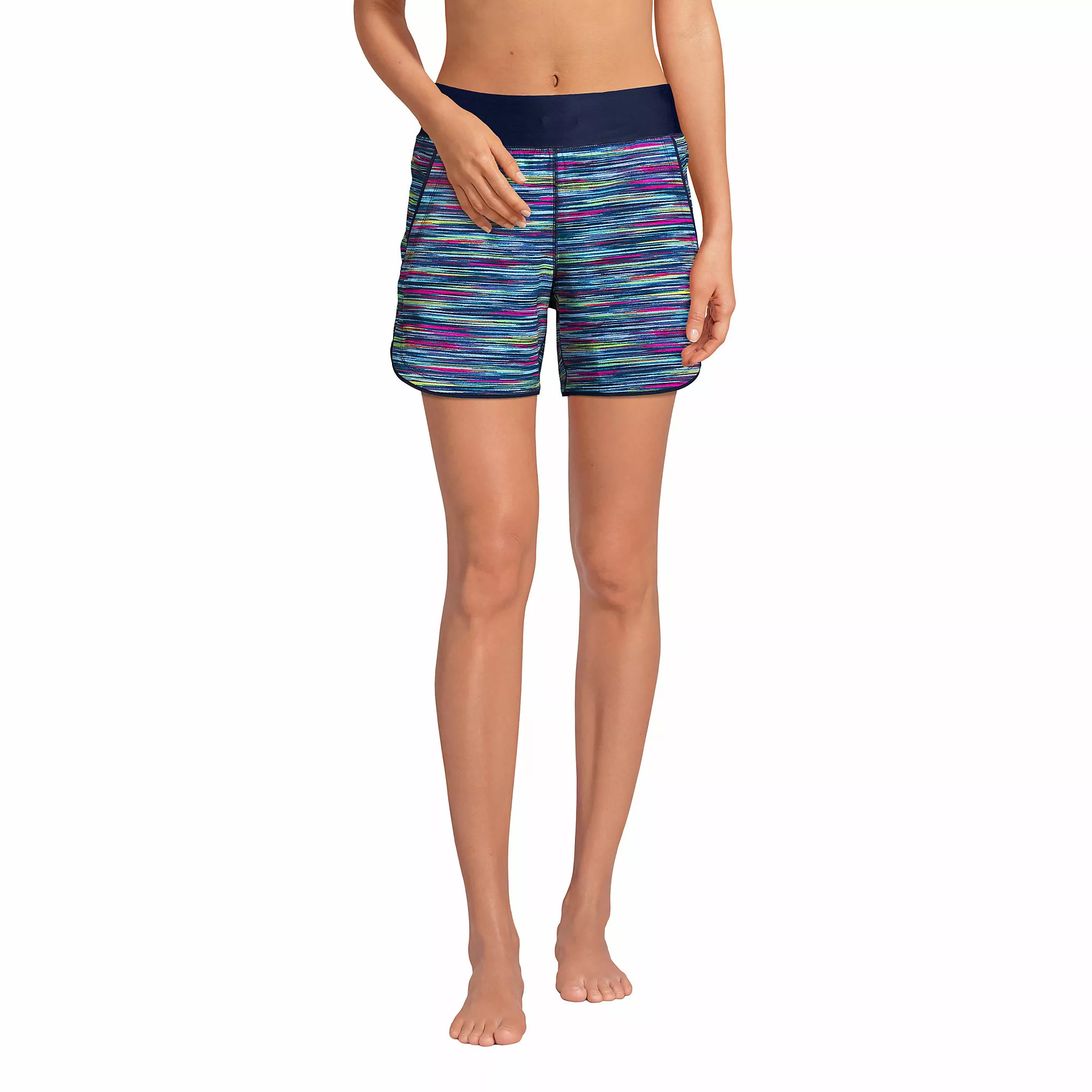 Lands' End Women's 5" Quick Dry Elastic Waist Board Shorts Swim Cover-up Shorts With Panty Print - Image 4