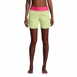 Lands' End Women's 5" Quick Dry Elastic Waist Board Shorts Swim Cover-up Shorts With Panty