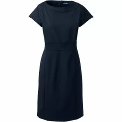 Lands' End Women's Washable Wool Piped Sheath Dress