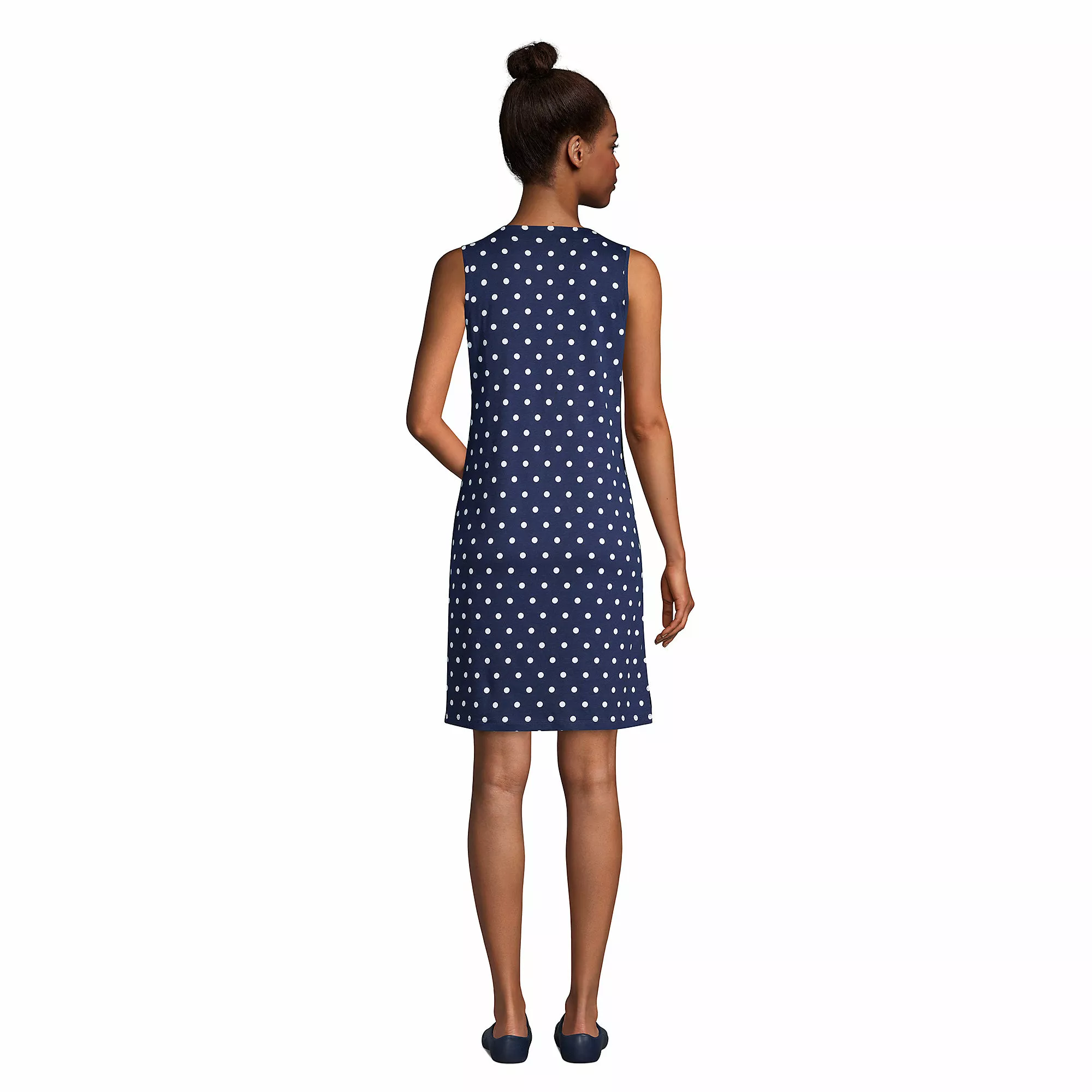 Lands' End Women's Cotton Jersey Sleeveless Swim Cover-up Dress Print - Image 2