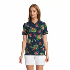 Lands' End Women's Mesh Cotton Short Sleeve Polo Shirt