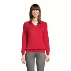 Lands' End Women's Cotton Modal V-neck Sweater
