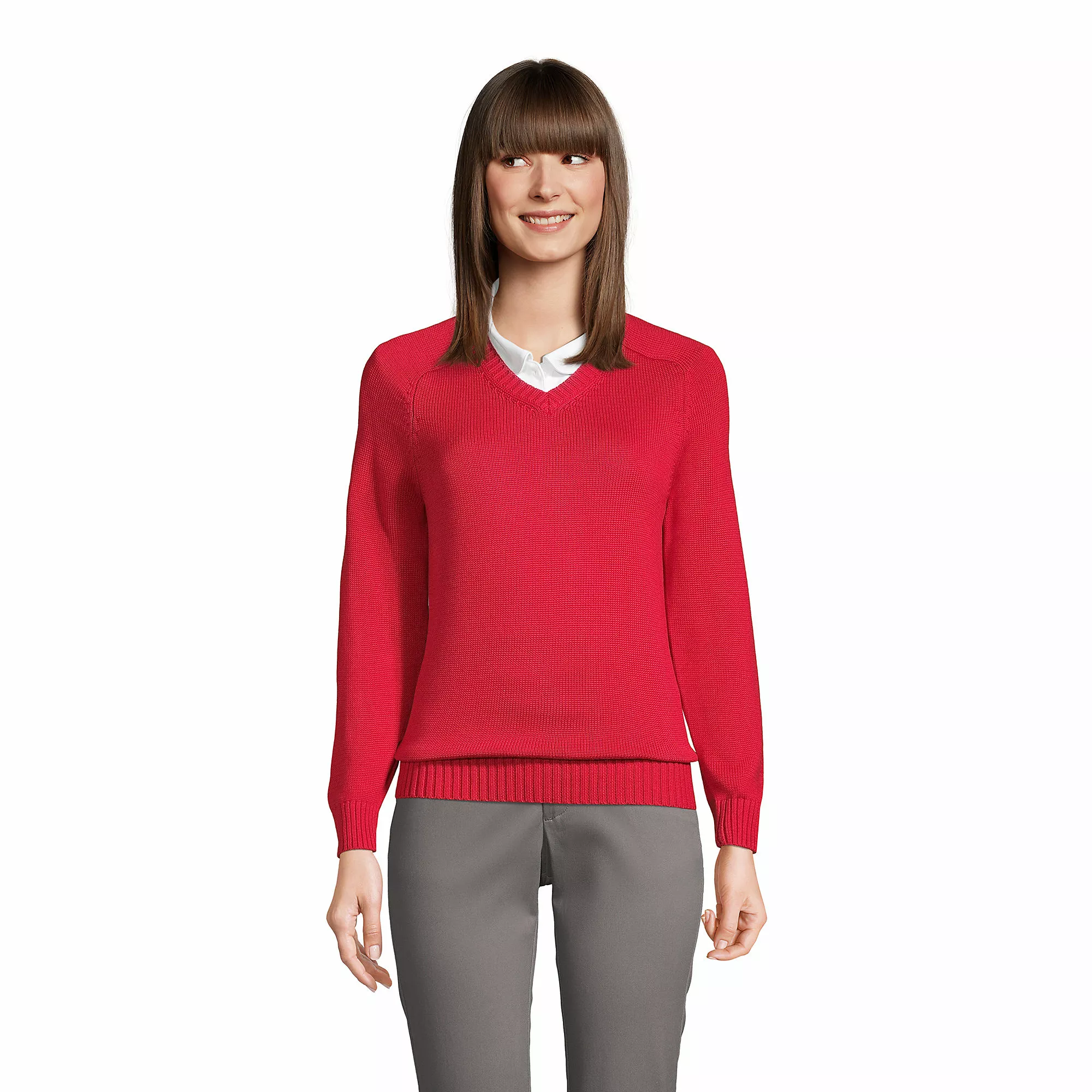 Lands' End Women's Cotton Modal V-neck Sweater