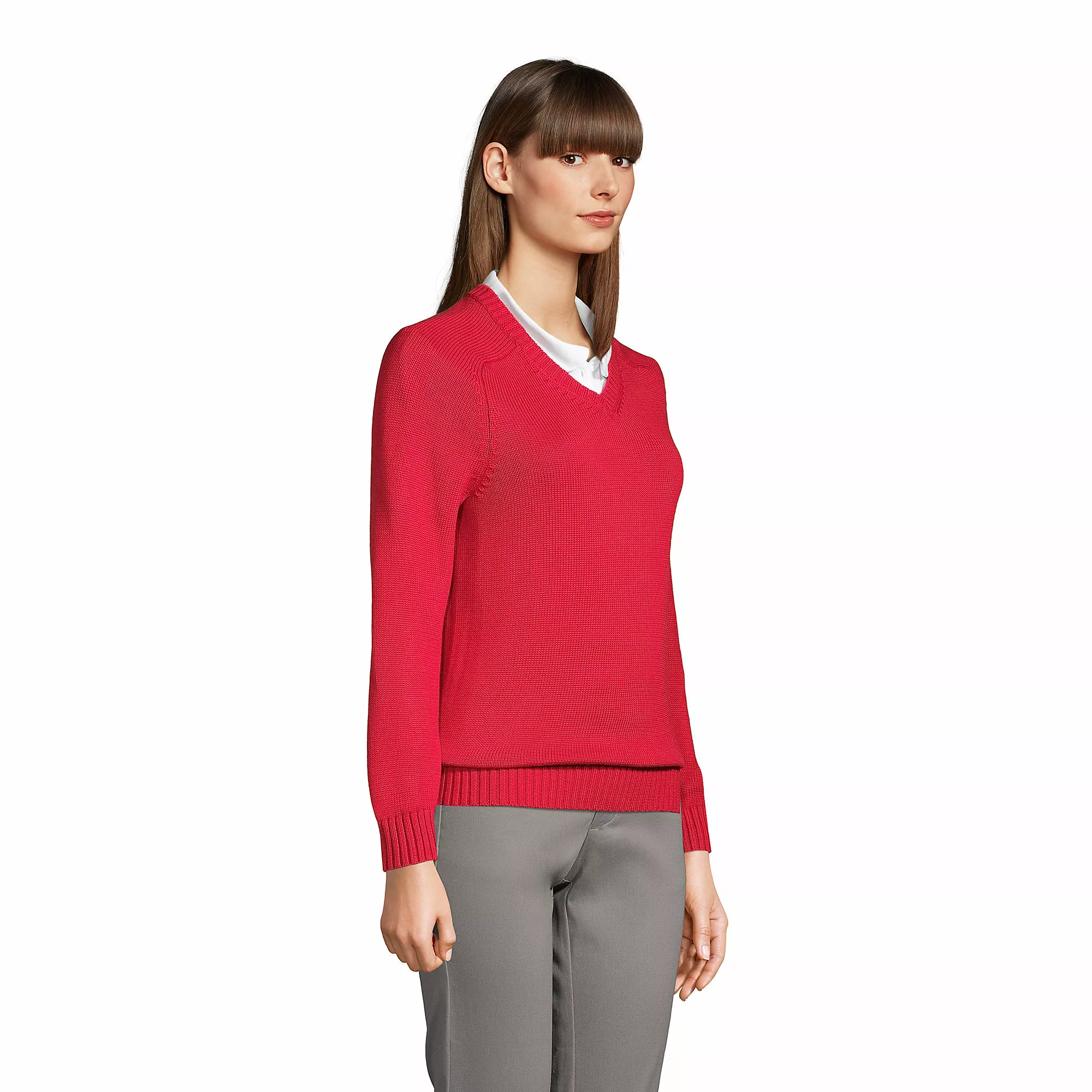 Lands' End Women's Cotton Modal V-neck Sweater - Image 3