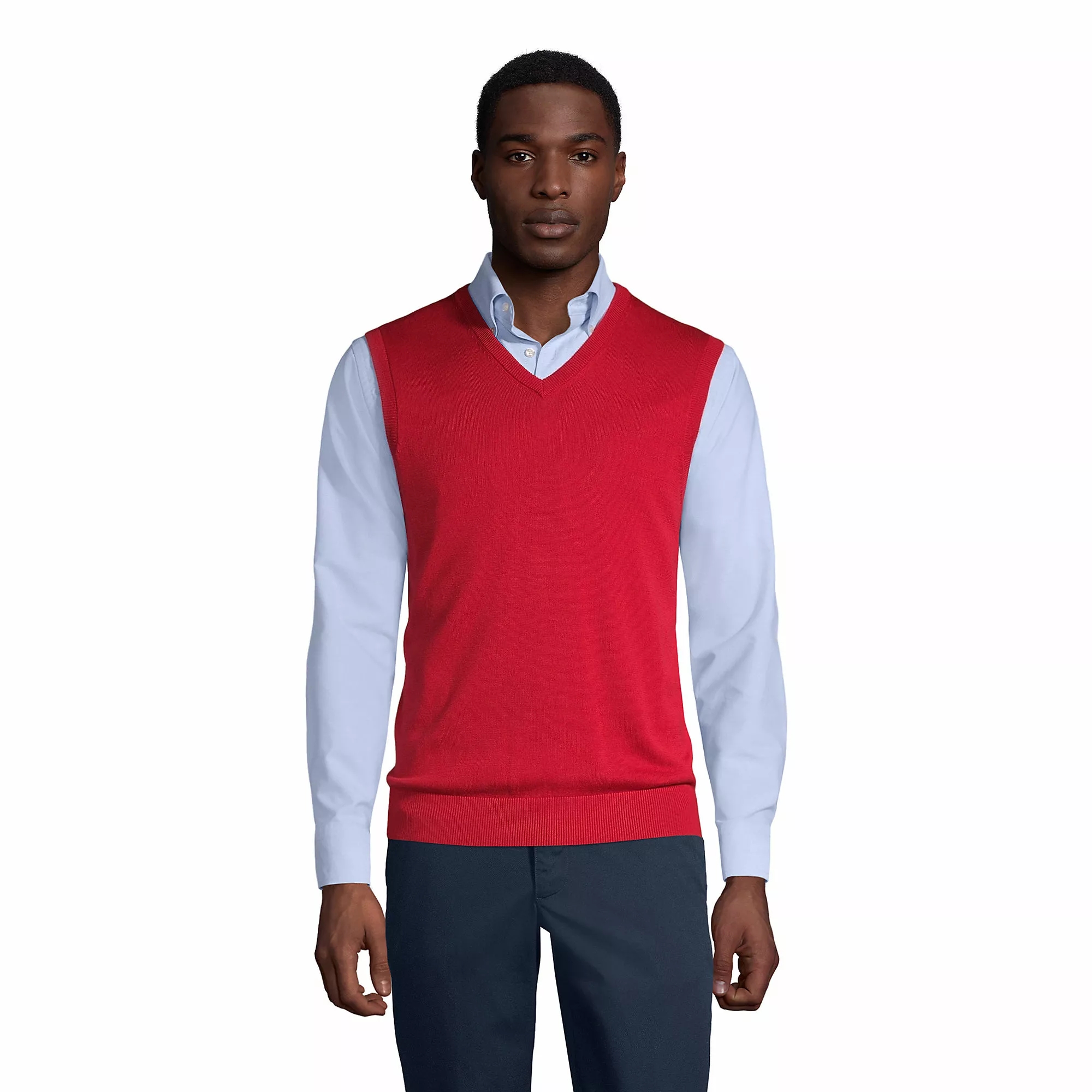 Lands' End Men's Cotton Modal Fine Gauge Sweater Vest
