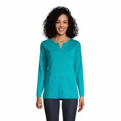 Lands' End Women's Cotton Polyester Long Sleeve Tunic With Pockets