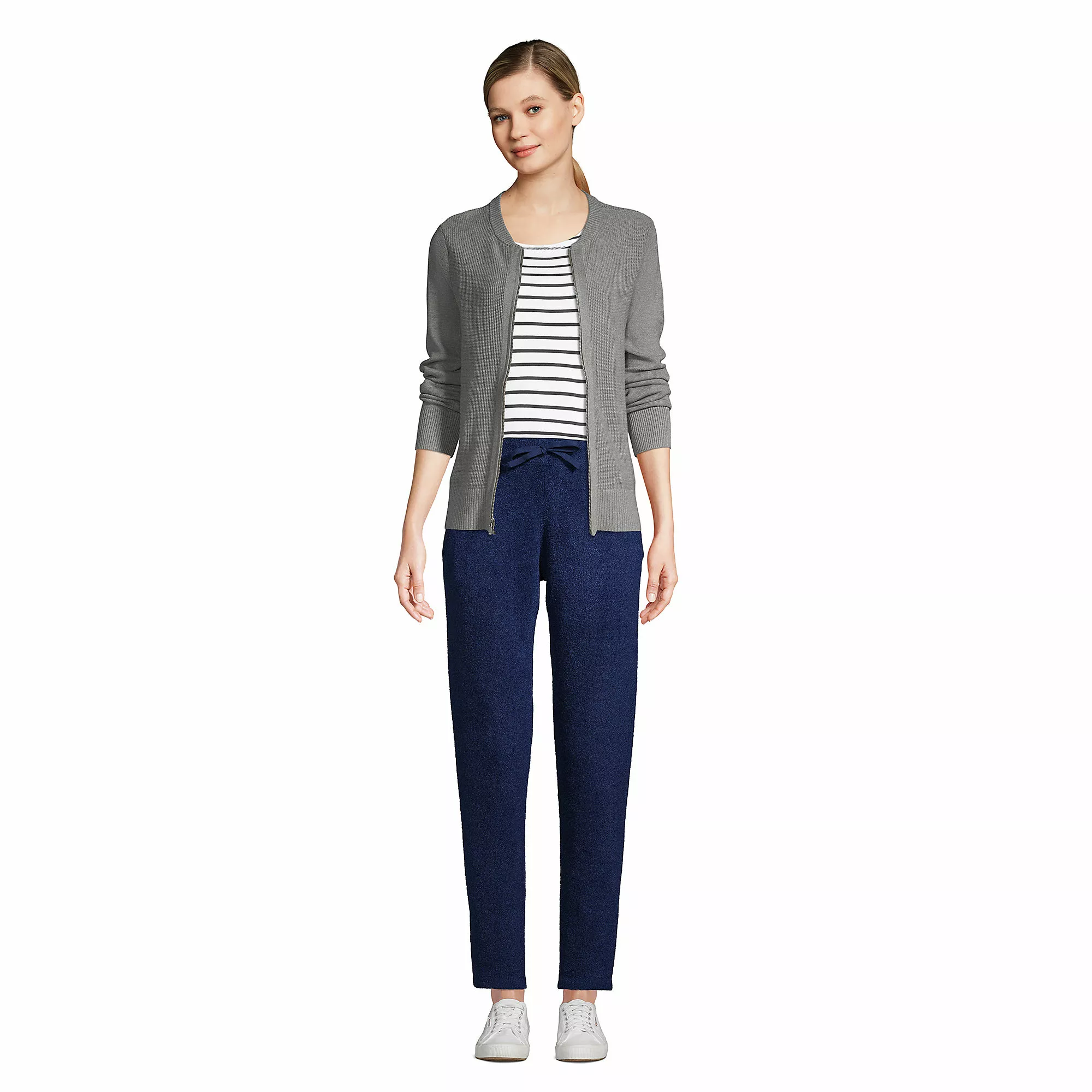 Lands' End Women's Cotton Modal Zip Cardigan Sweater Jacket - Image 4