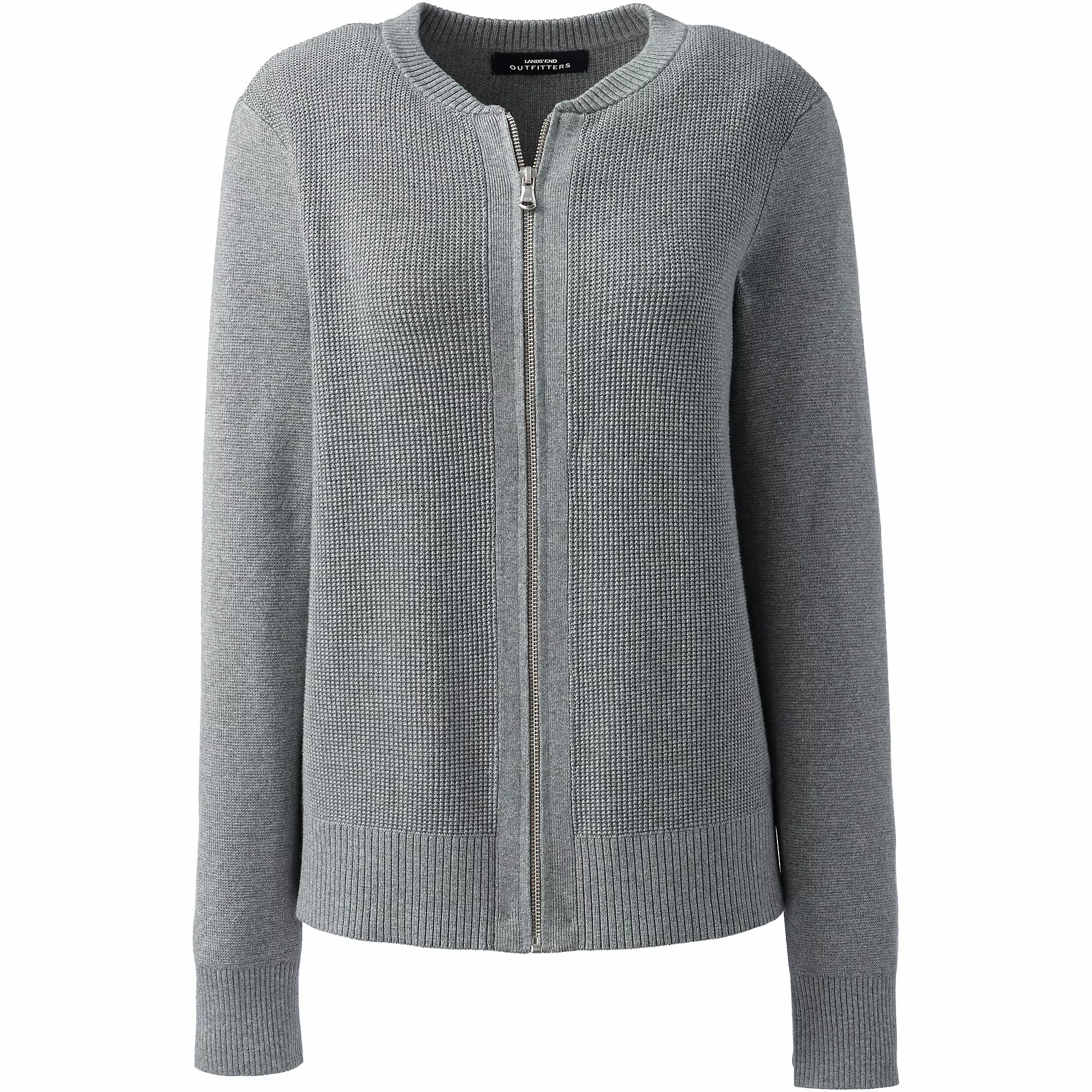 Lands' End Women's Plus Size Cotton Modal Zip Cardigan Sweater Jacket - Image 5