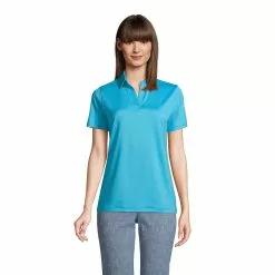 Lands' End Women's Short Sleeve Rapid Dry Sport Neck Polo Shirt