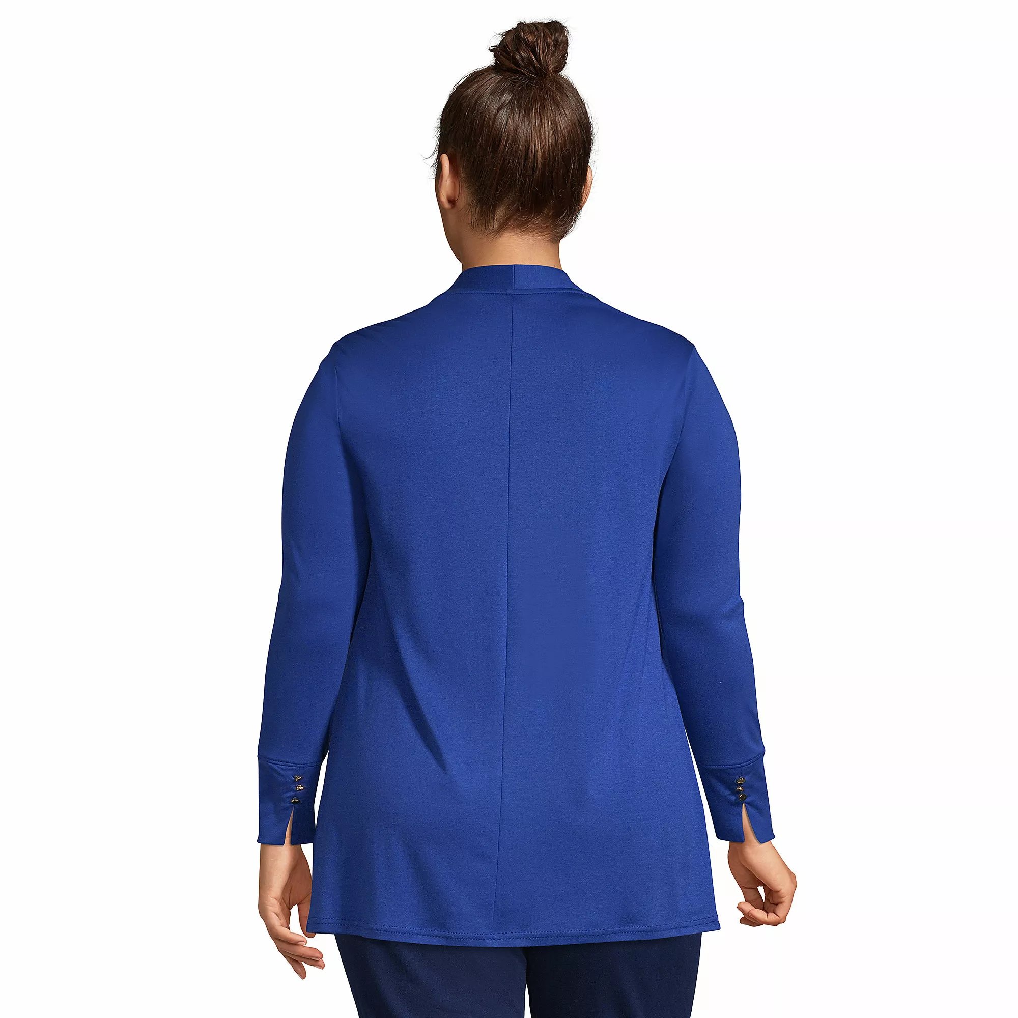 Lands' End Women's Plus Size Knit Supima Micro Modal Open Cardigan - Image 2