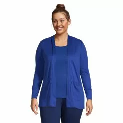 Lands' End Women's Plus Size Knit Supima Micro Modal Open Cardigan