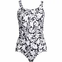 Lands' End Women's Plus Size Chlorine Resistant Tugless One Piece Swimsuit Soft Cup