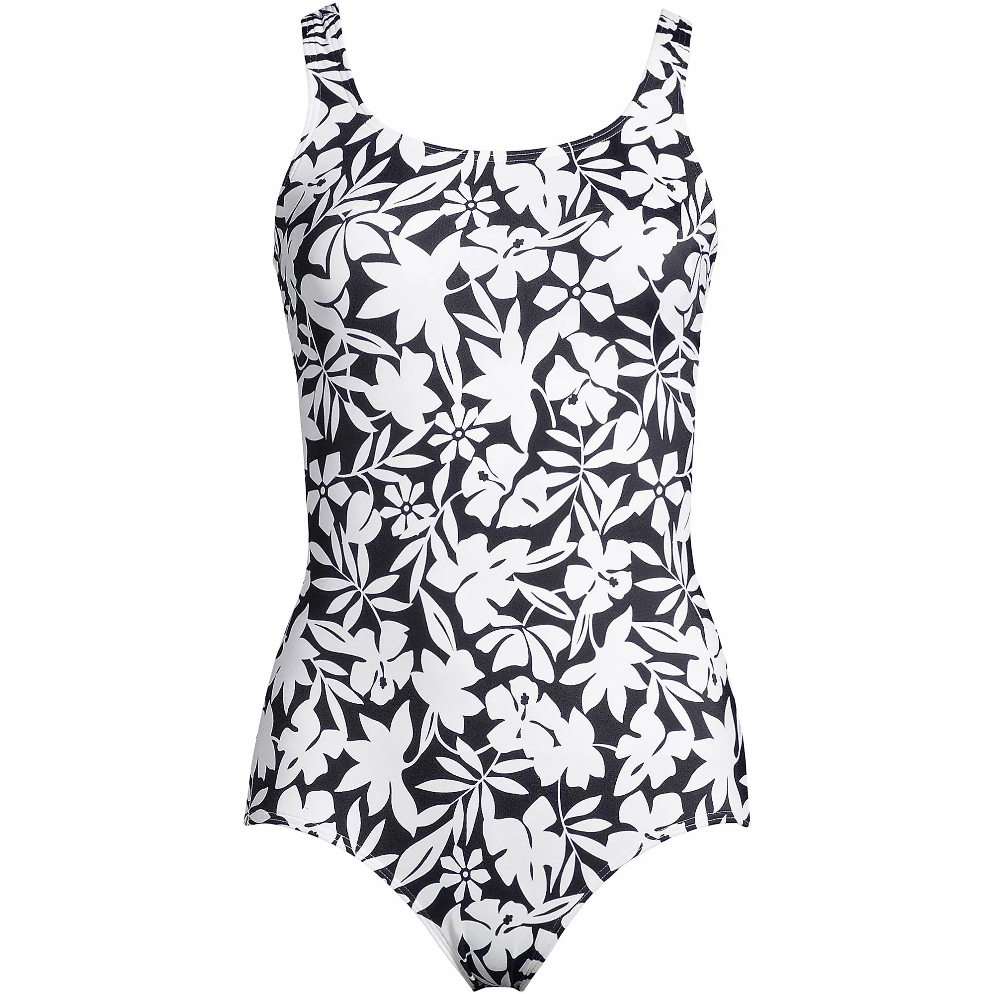 Lands' End Women's Plus Size Chlorine Resistant Tugless One Piece Swimsuit Soft Cup