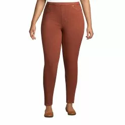 Lands' End Women's Plus Size Elastic Waist High Rise Pull On Skinny Legging Colorful Jeans