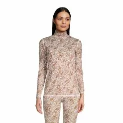 Lands' End Women's Thermaskin Heat Thermal Long Underwear Base Layer Turtleneck Top