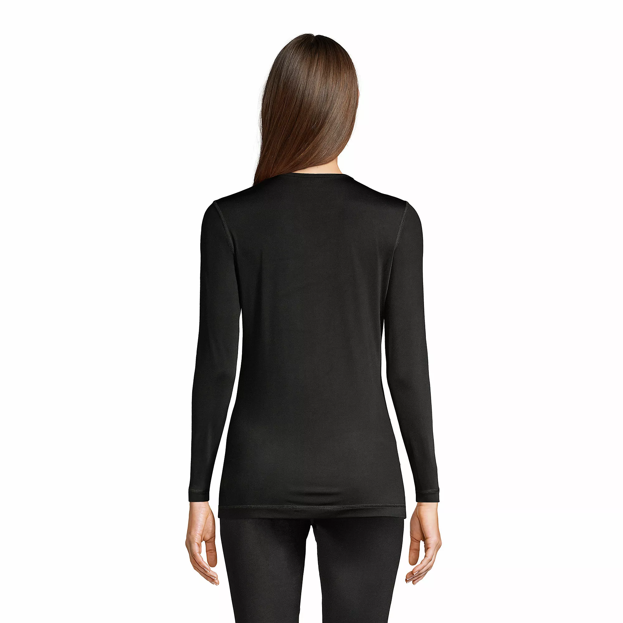Lands' End Women's Thermaskin Heat Thermal Top Base Layer Long Underwear Crewneck Shirt - Image 2