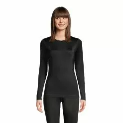 Lands' End Women's Thermaskin Heat Thermal Top Base Layer Long Underwear Crewneck Shirt