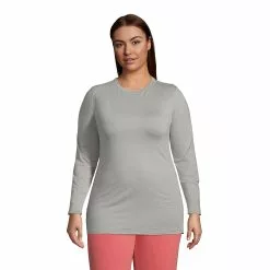 Lands' End Women's Plus Size Long Sleeve Active T-shirt