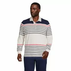 Lands' End Men's Big And Tall Long Sleeve Stripe Rugby Shirt
