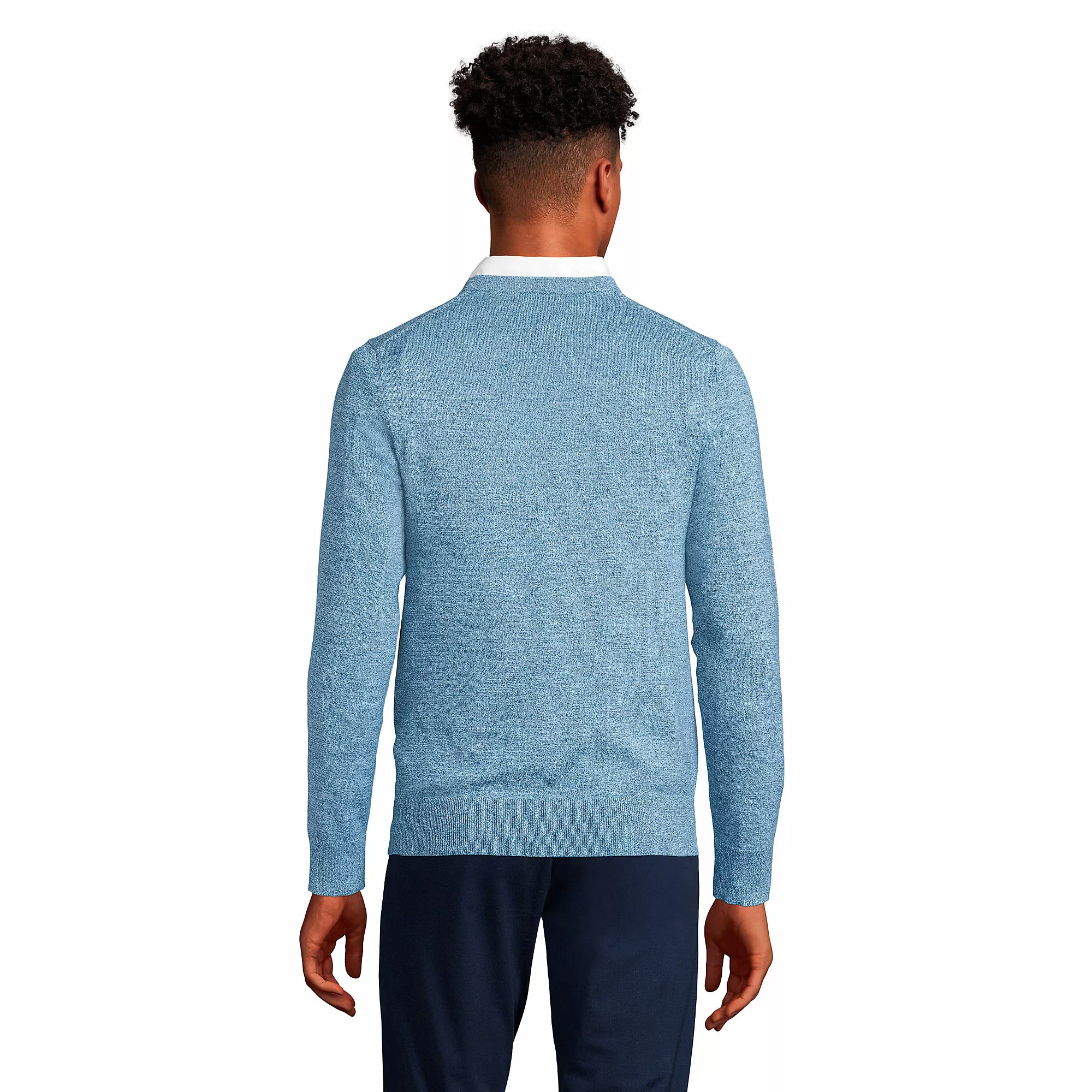 Lands' End Men's Fine Gauge Supima Cotton Crewneck Sweater - Image 2