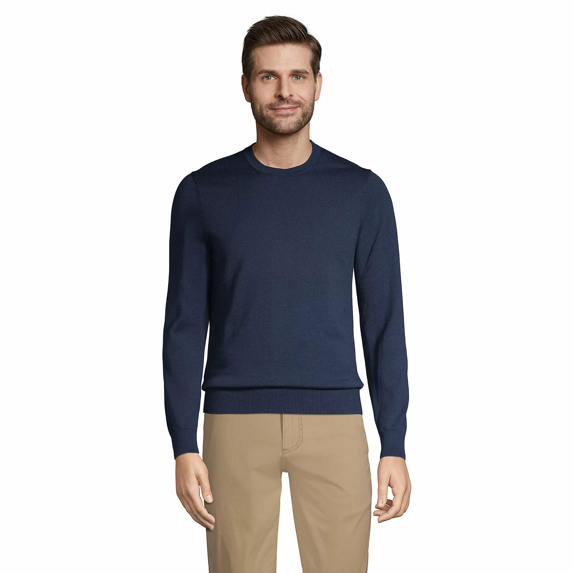 Lands' End Men's Fine Gauge Supima Cotton Crewneck Sweater
