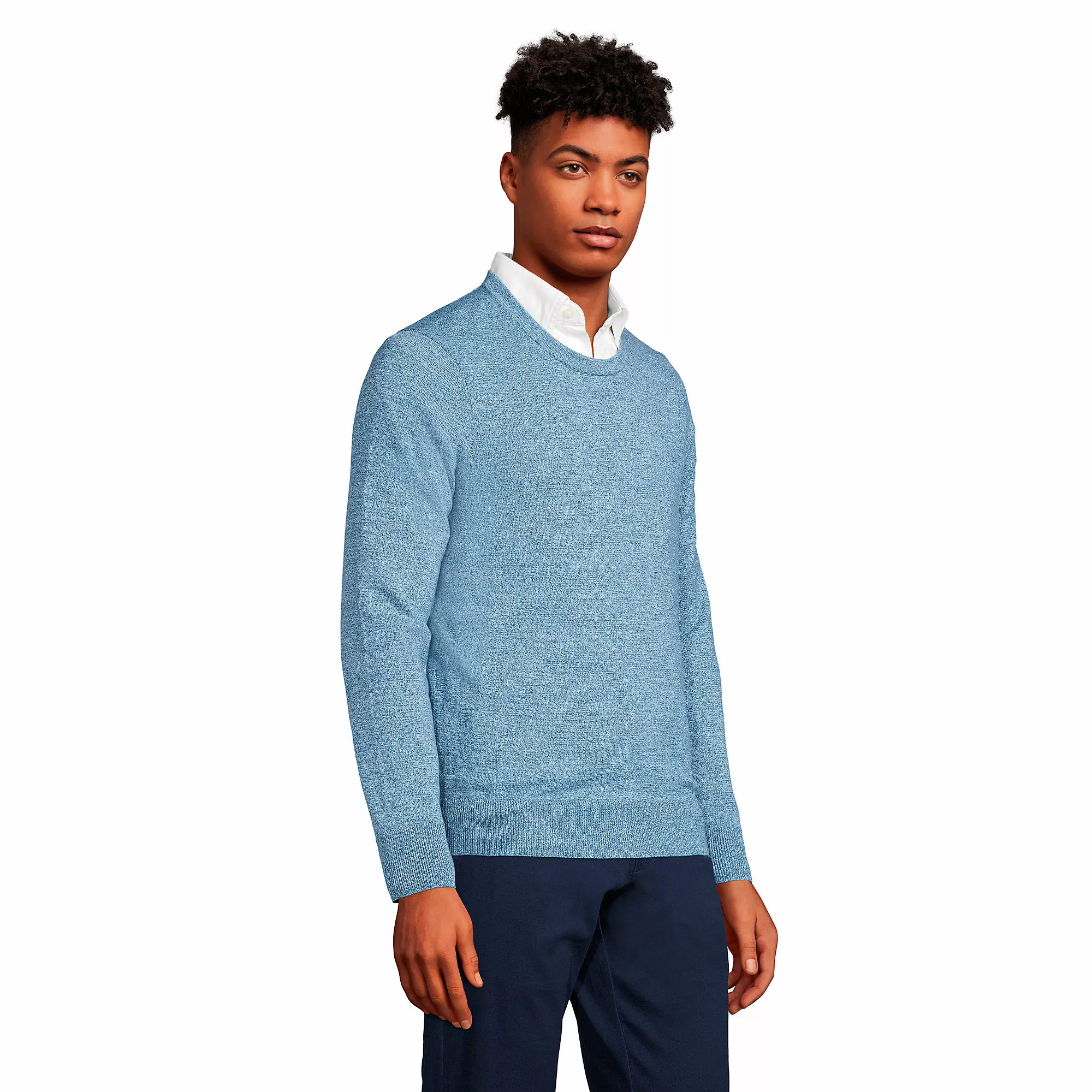 Lands' End Men's Fine Gauge Supima Cotton Crewneck Sweater - Image 3