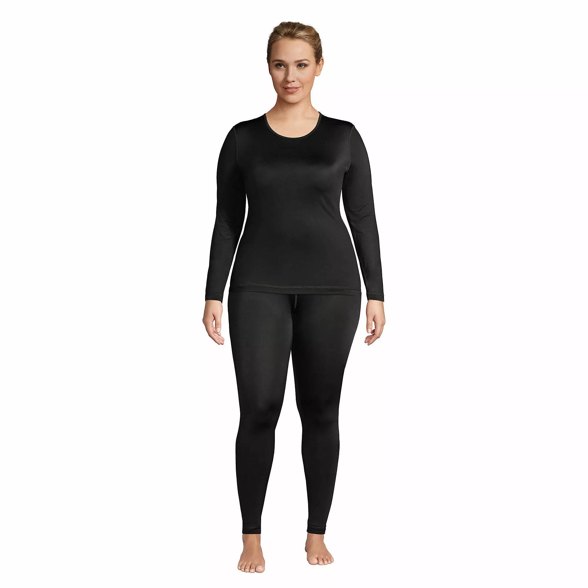 Lands' End Women's Plus Size Thermaskin Heat Thermal Long Underwear Base Layer Crewneck Shirt - Image 4