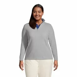 Lands' End Women's Plus Size Thermacheck 100 Fleece Quarter Zip Pullover Top