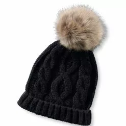 Lands' End Girls Faux Fur Pom Hat