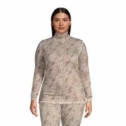 Lands' End Women's Plus Size Thermaskin Heat Thermal Long Underwear Base Layer Turtleneck Top