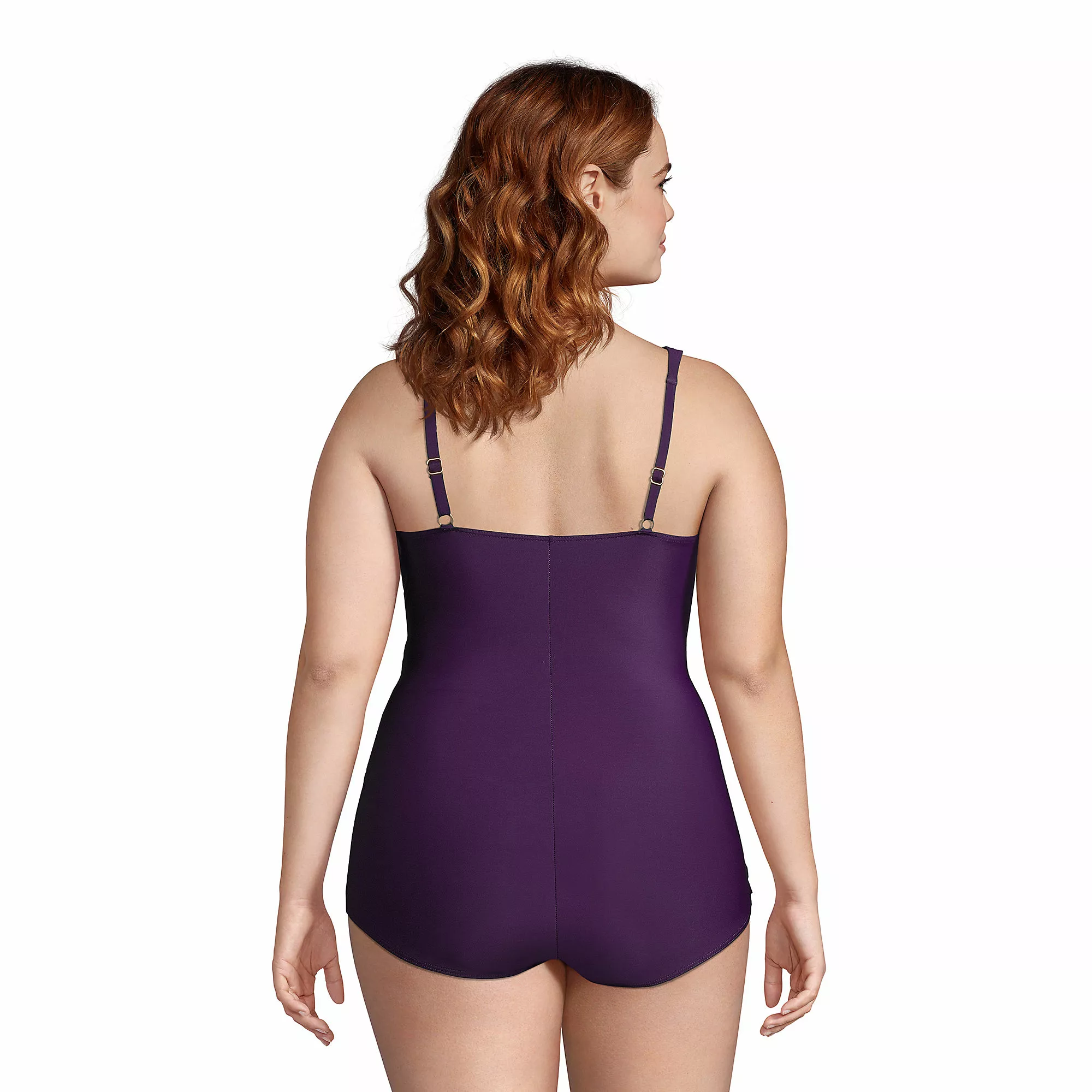 Lands' End Women's Plus Size SlenderSuit V-Neck Tummy Control Chlorine Resistant Skirted One Piece Swimsuit - Image 3