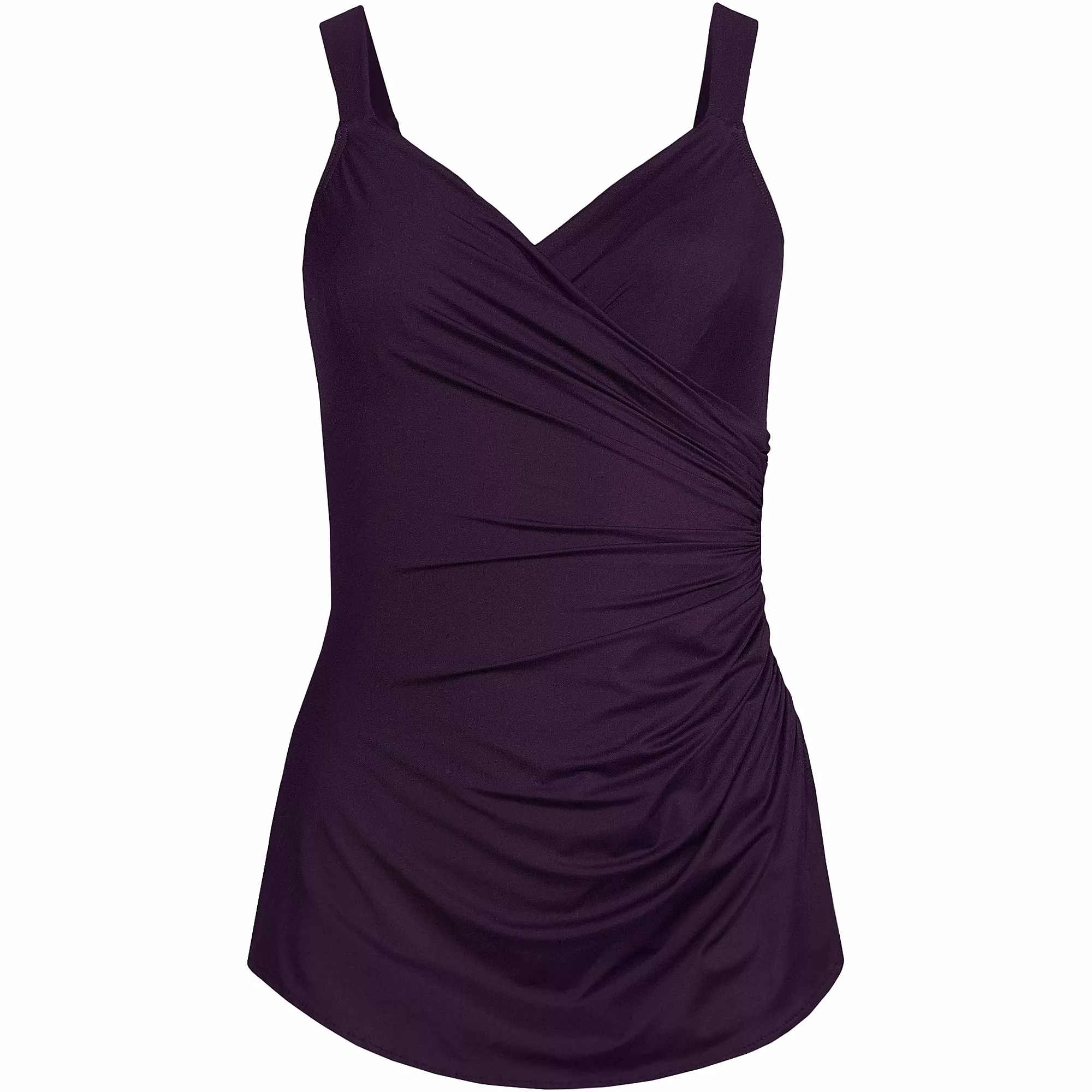 Lands' End Women's Plus Size SlenderSuit V-Neck Tummy Control Chlorine Resistant Skirted One Piece Swimsuit - Image 2