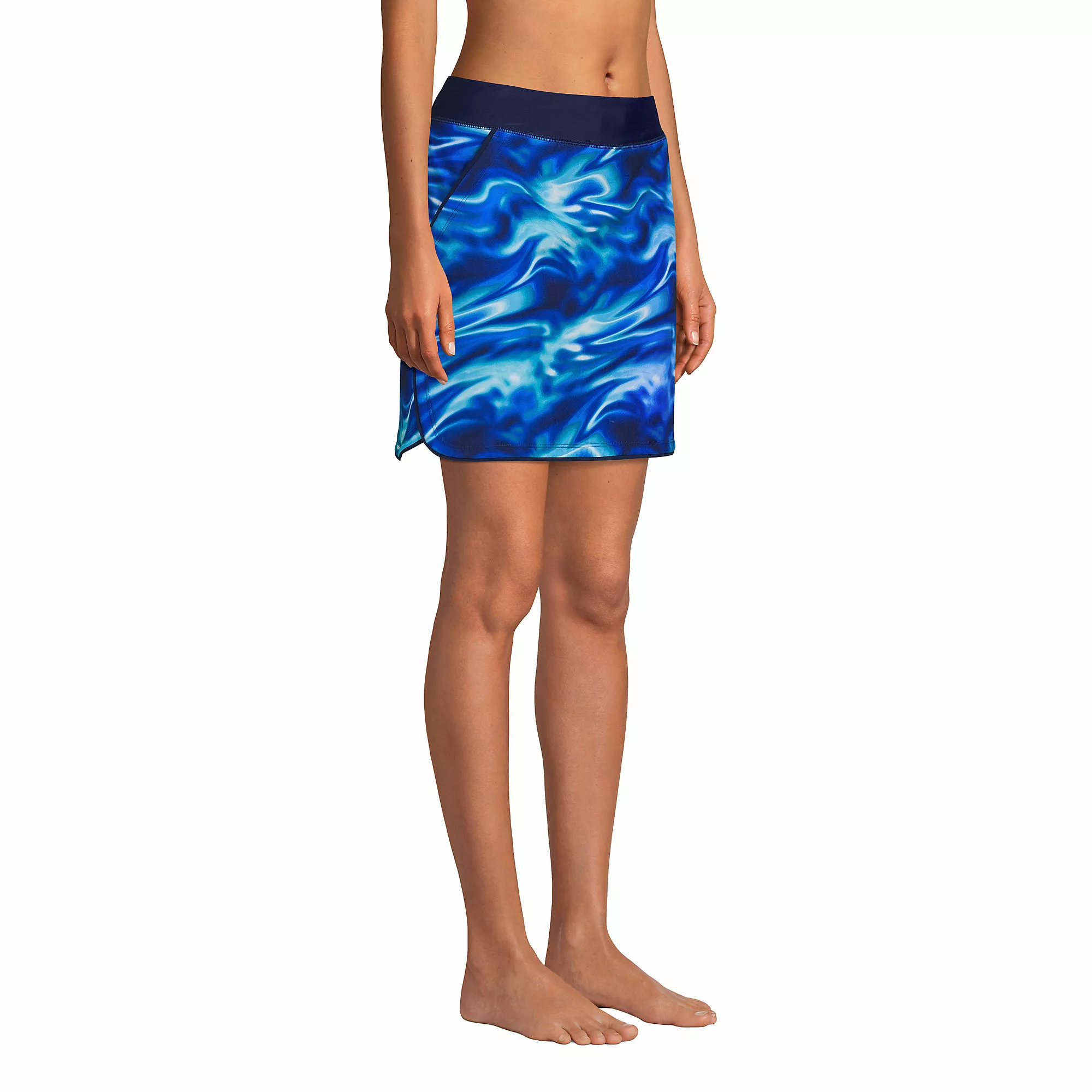 Lands' End Women's Quick Dry Elastic Waist Active Board Skort Swim Skirt - Image 5