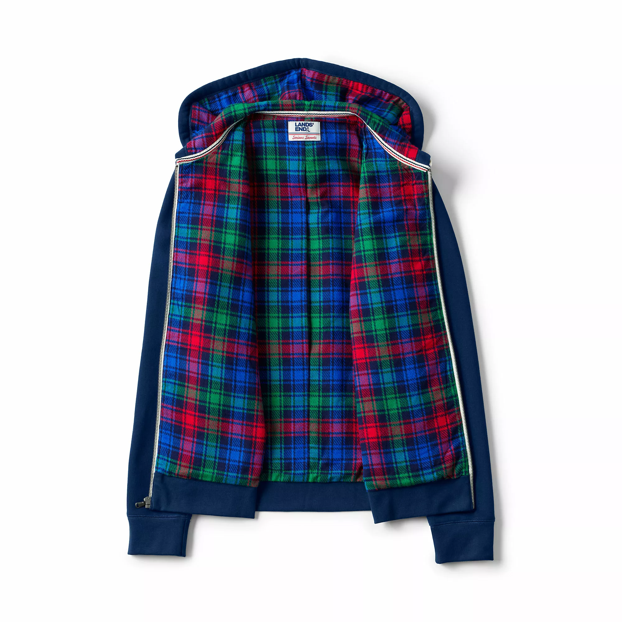 Lands' End Men's Serious Sweats Flannel Lined Full Zip Hoodie - Image 6