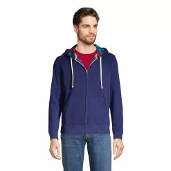 Lands' End Men's Serious Sweats Flannel Lined Full Zip Hoodie