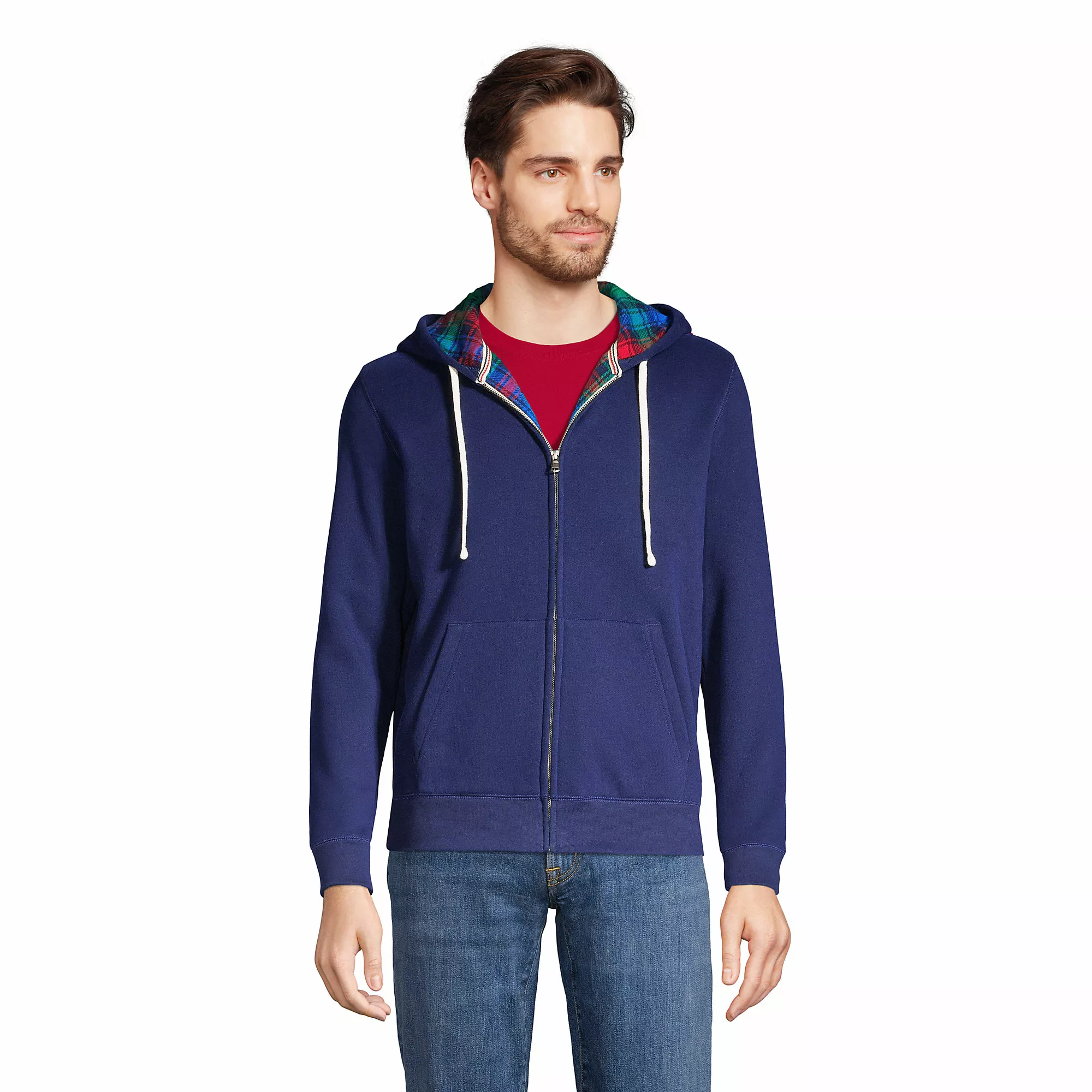 Lands' End Men's Serious Sweats Flannel Lined Full Zip Hoodie
