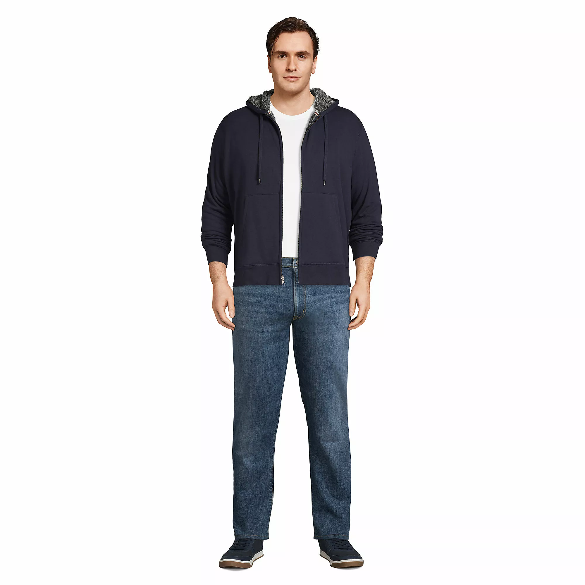 Lands' End Men's Big And Tall Serious Sweats Full Zip Sherpa Fleece Hoodie - Image 4