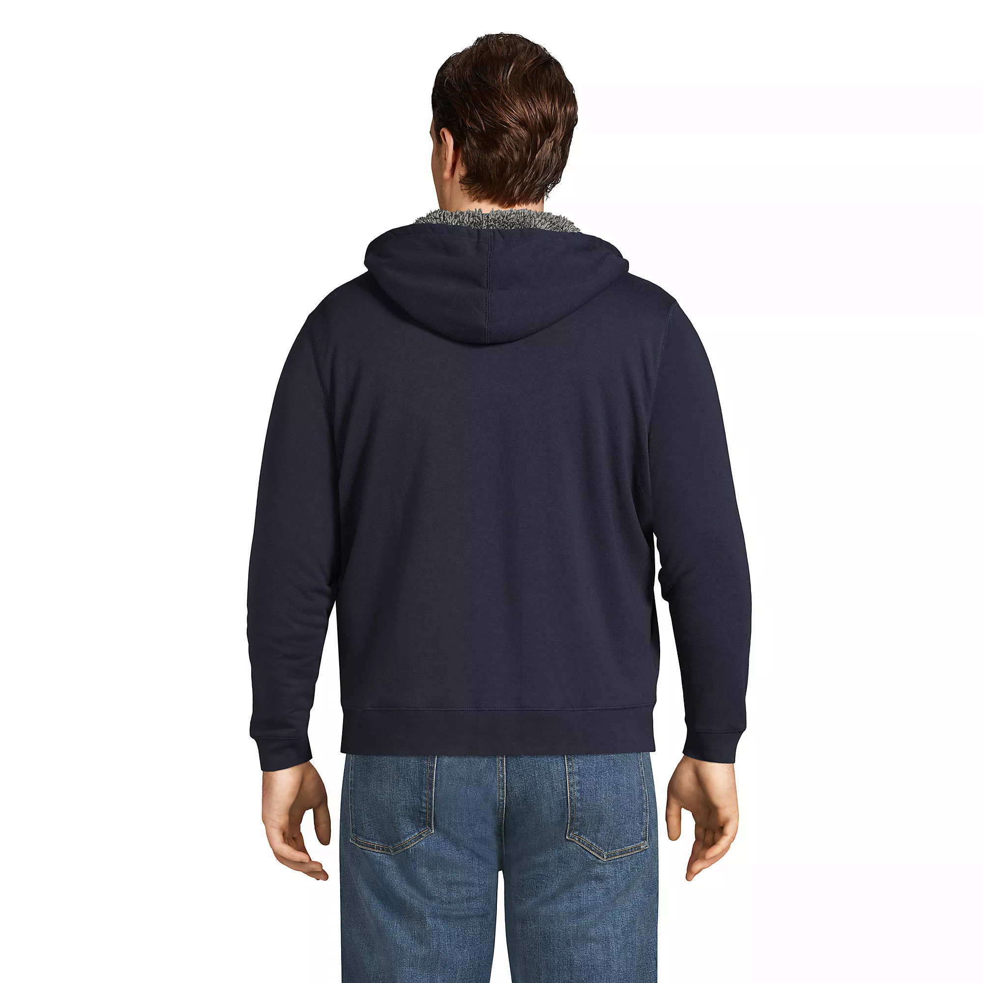 Lands' End Men's Big And Tall Serious Sweats Full Zip Sherpa Fleece Hoodie - Image 2