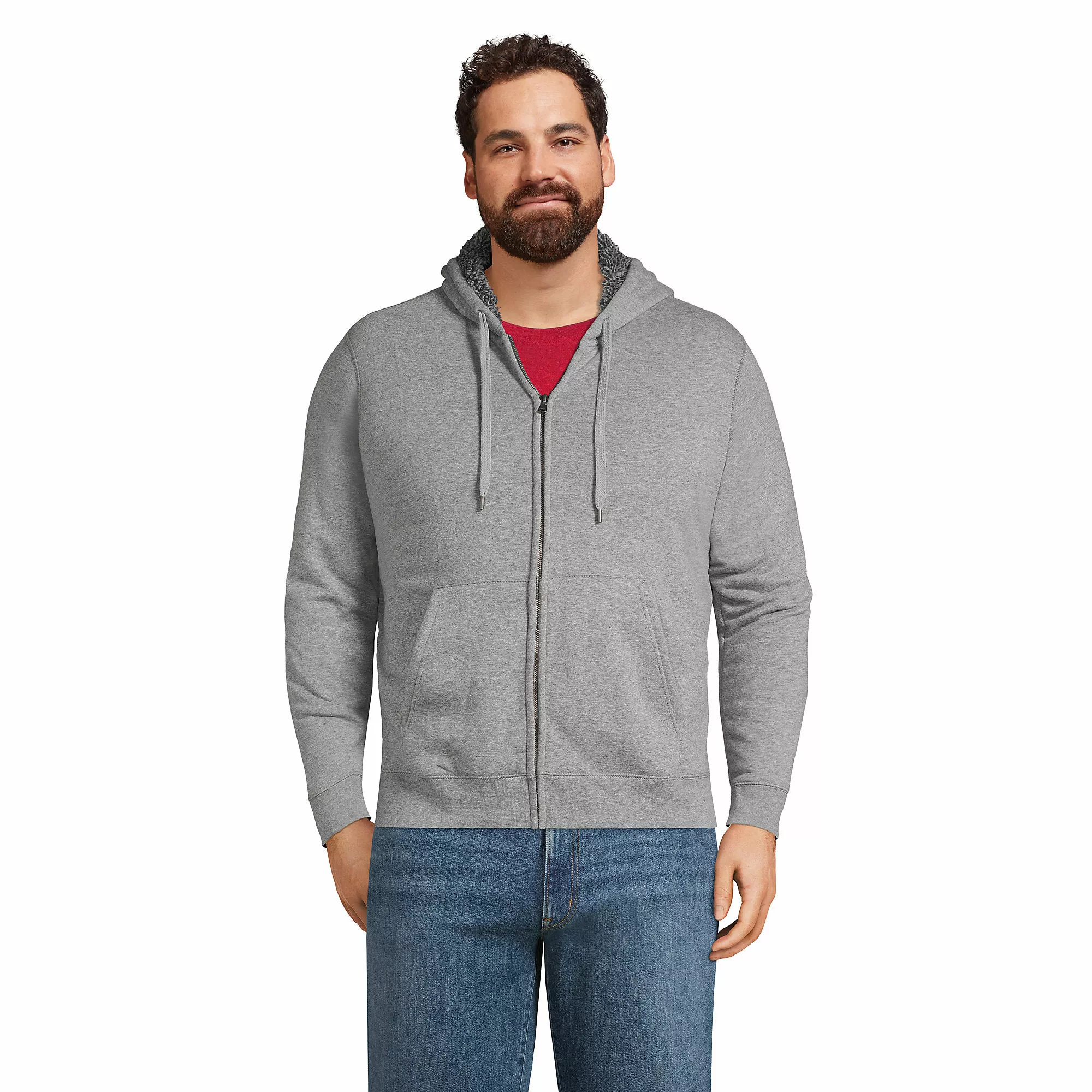 Lands' End Men's Big And Tall Serious Sweats Full Zip Sherpa Fleece Hoodie
