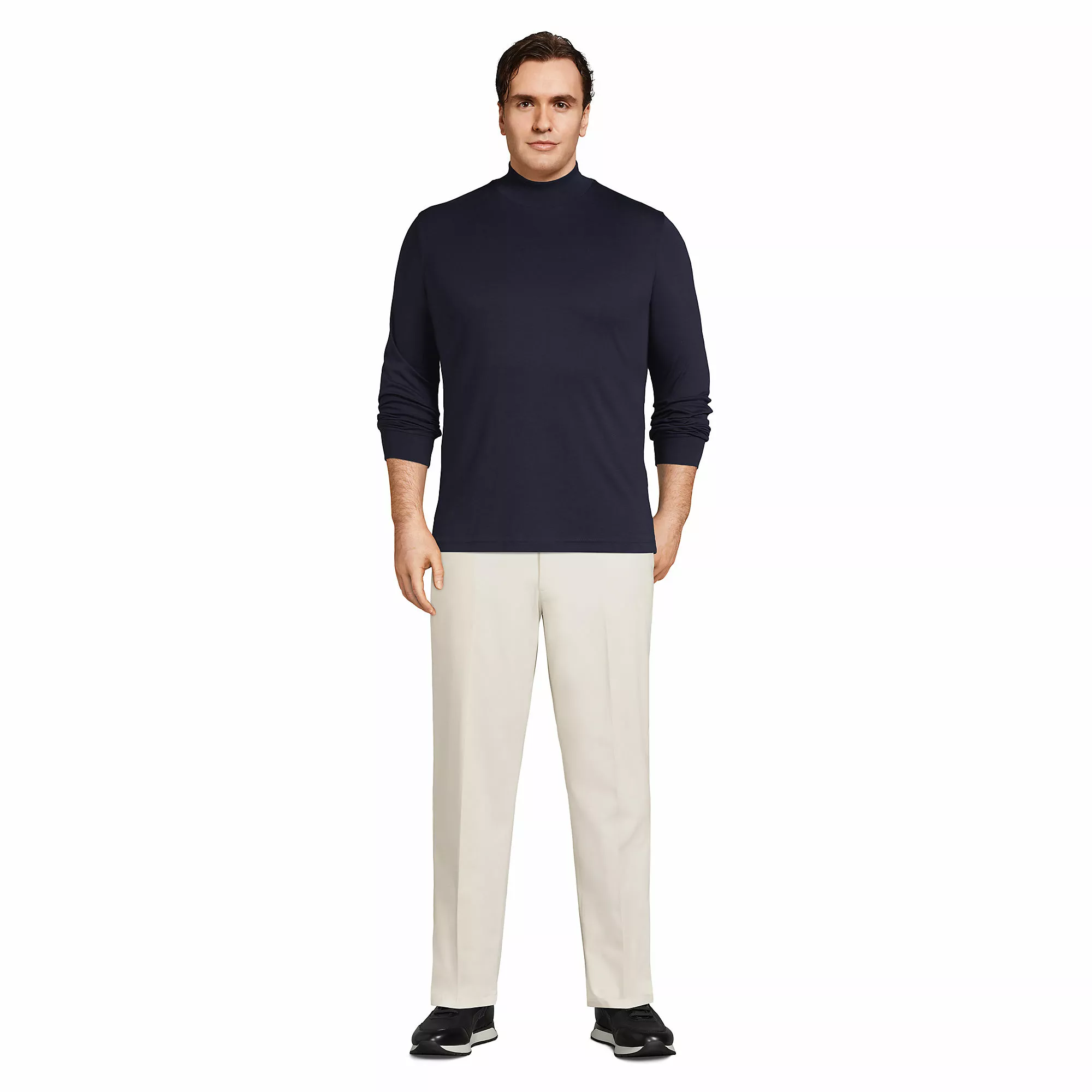 Lands' End Men's Big And Tall Super Soft Supima Mock Turtleneck - Image 3