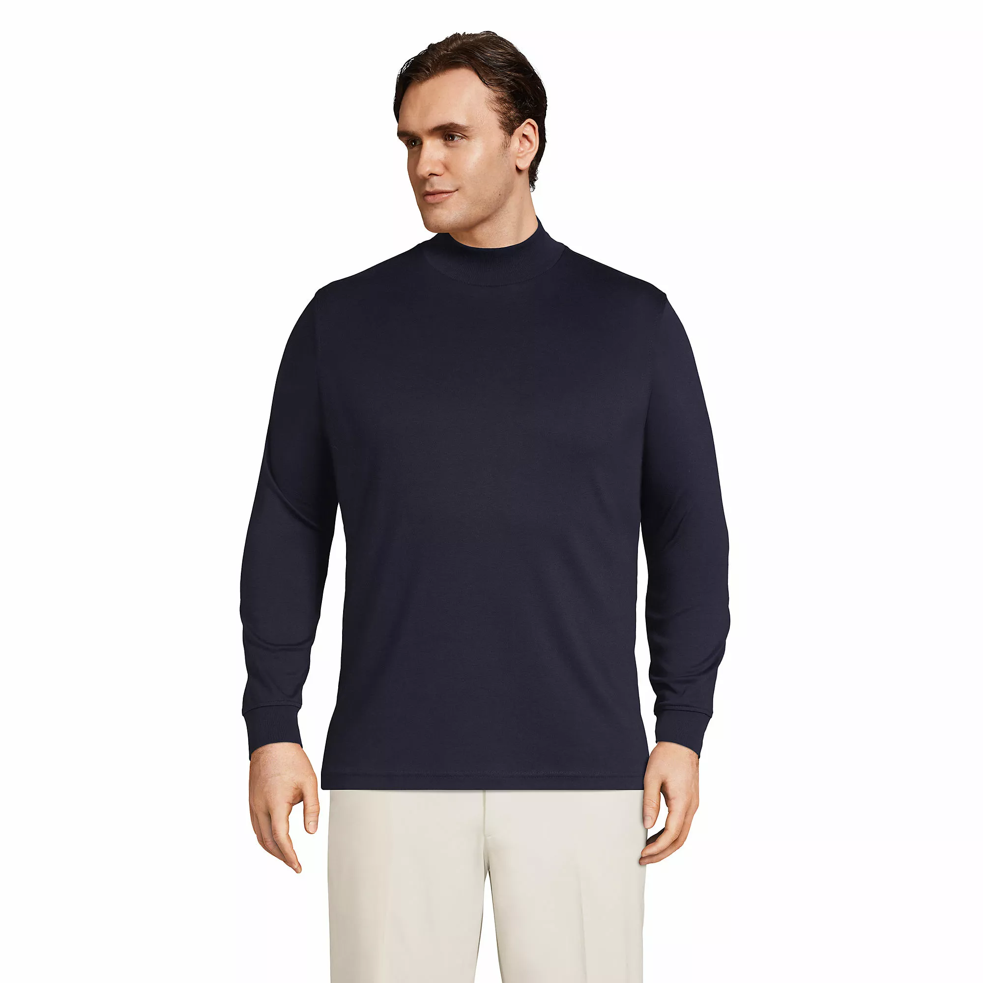 Lands' End Men's Big And Tall Super Soft Supima Mock Turtleneck