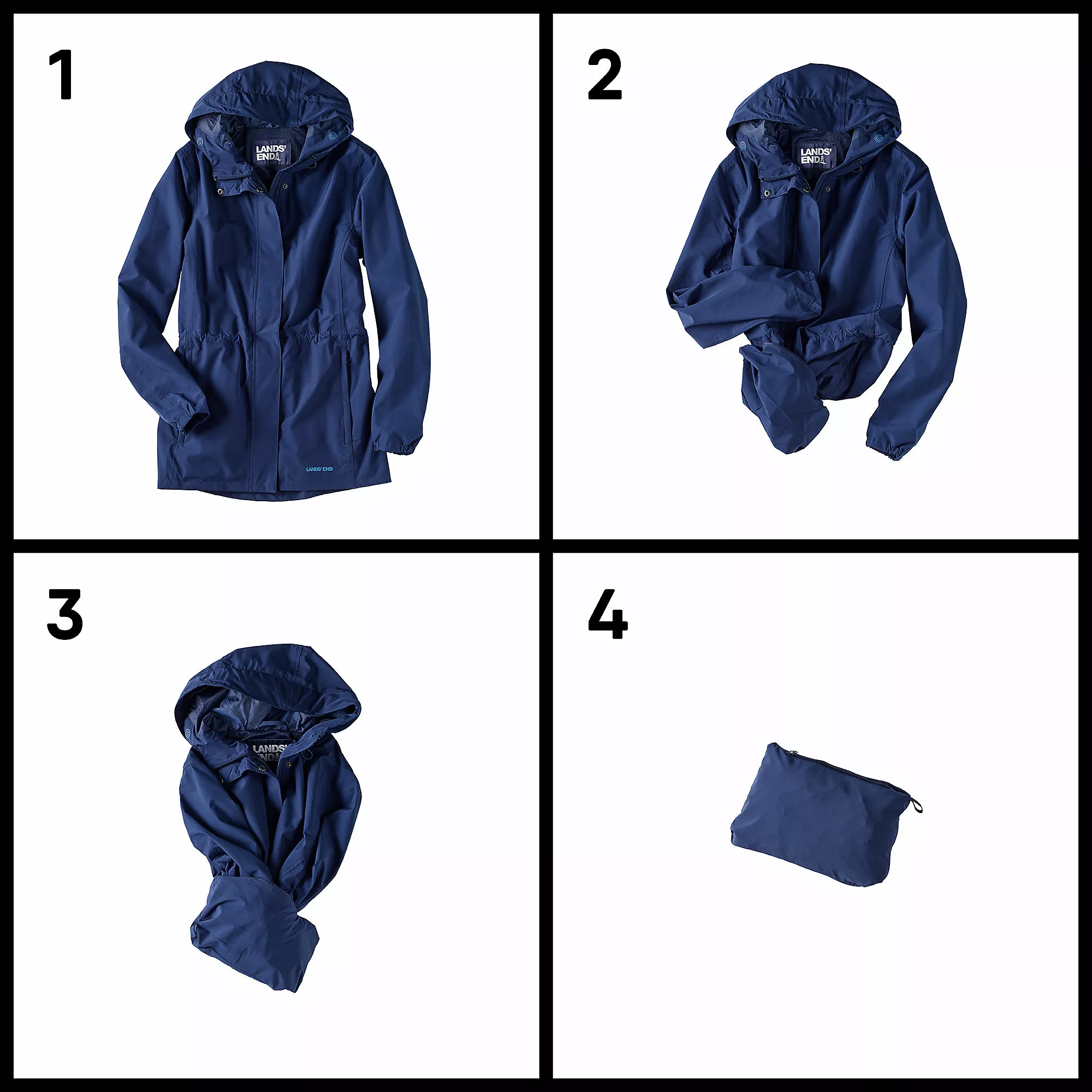 Lands' End Women's Waterproof Hooded Packable Raincoat - Image 6