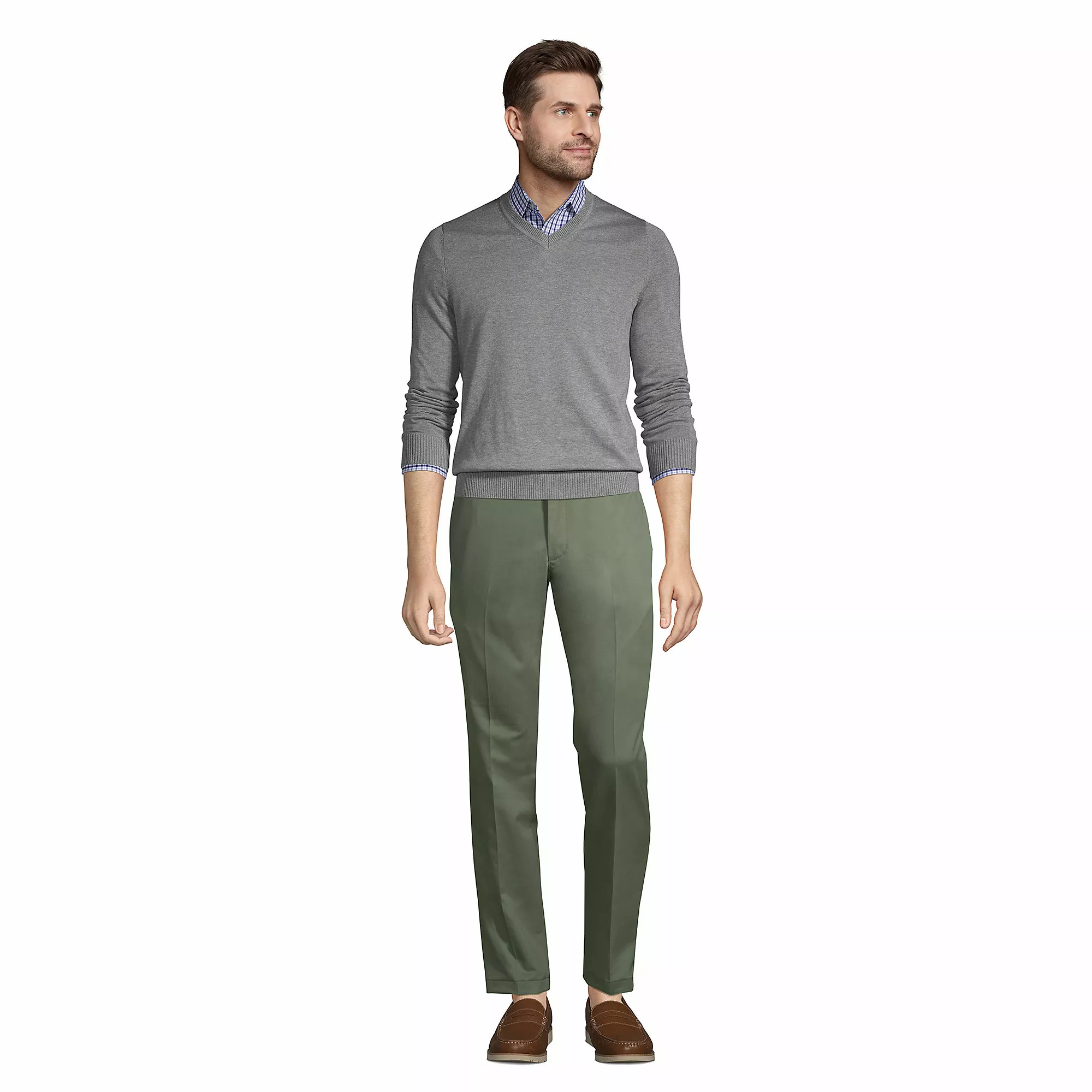 Lands' End Men's Cotton Modal Tailored Fit V-neck Sweater - Image 4