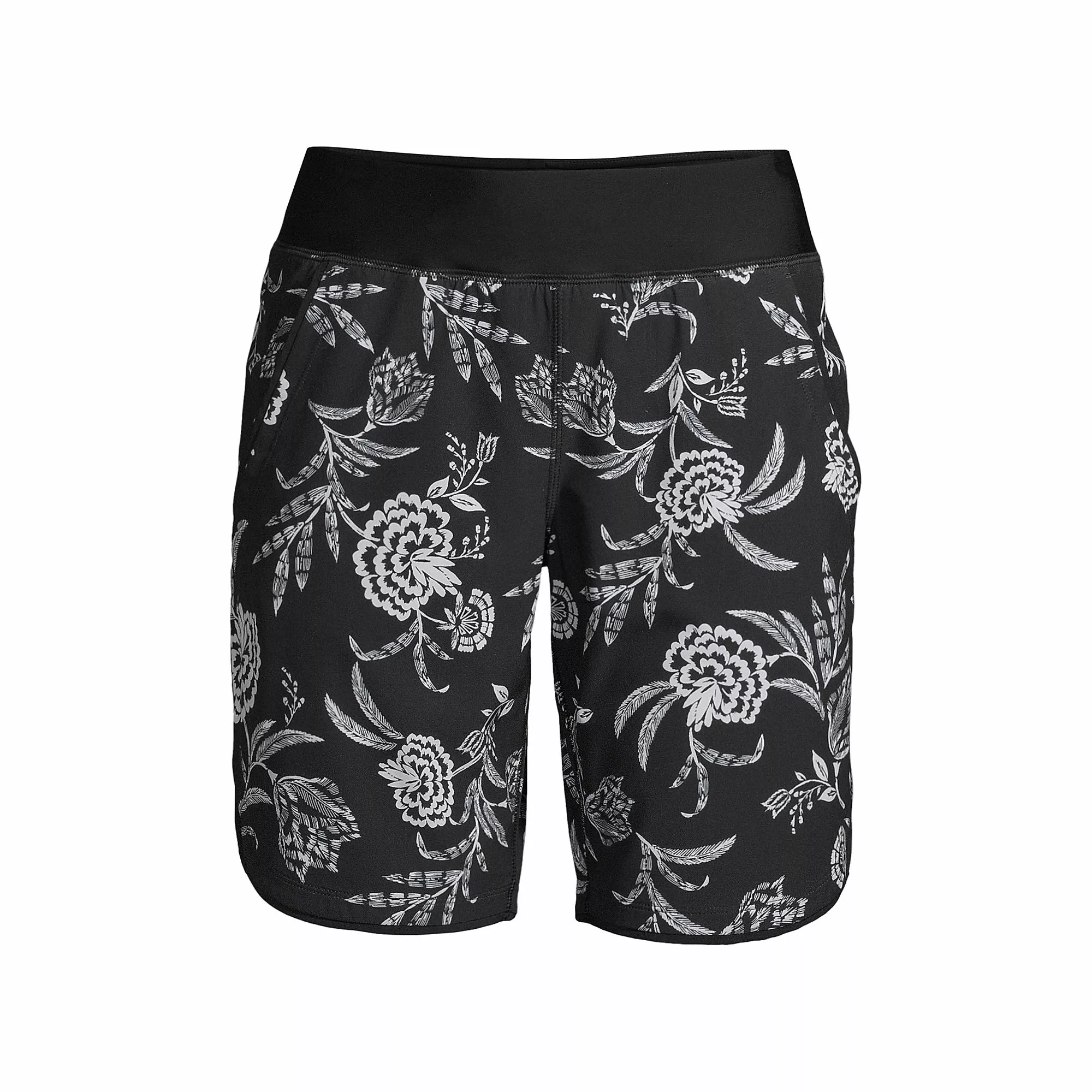 Lands' End Women's 9" Quick Dry Elastic Waist Modest Board Shorts Swim Cover-up Shorts With Panty Print - Image 3