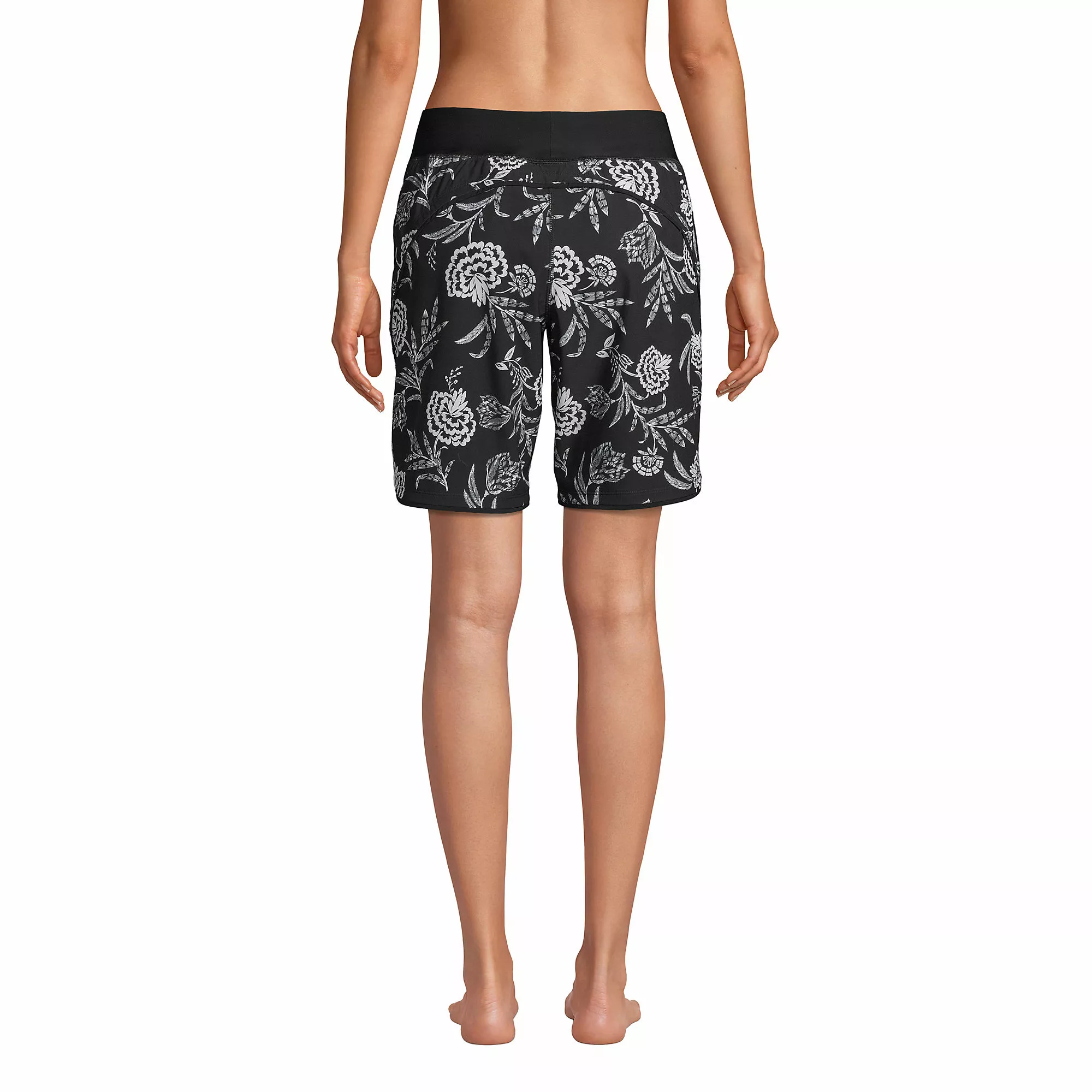 Lands' End Women's 9" Quick Dry Elastic Waist Modest Board Shorts Swim Cover-up Shorts With Panty Print - Image 2