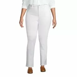 Lands' End Women's Plus Size Mid Rise Straight Leg Blue Jeans