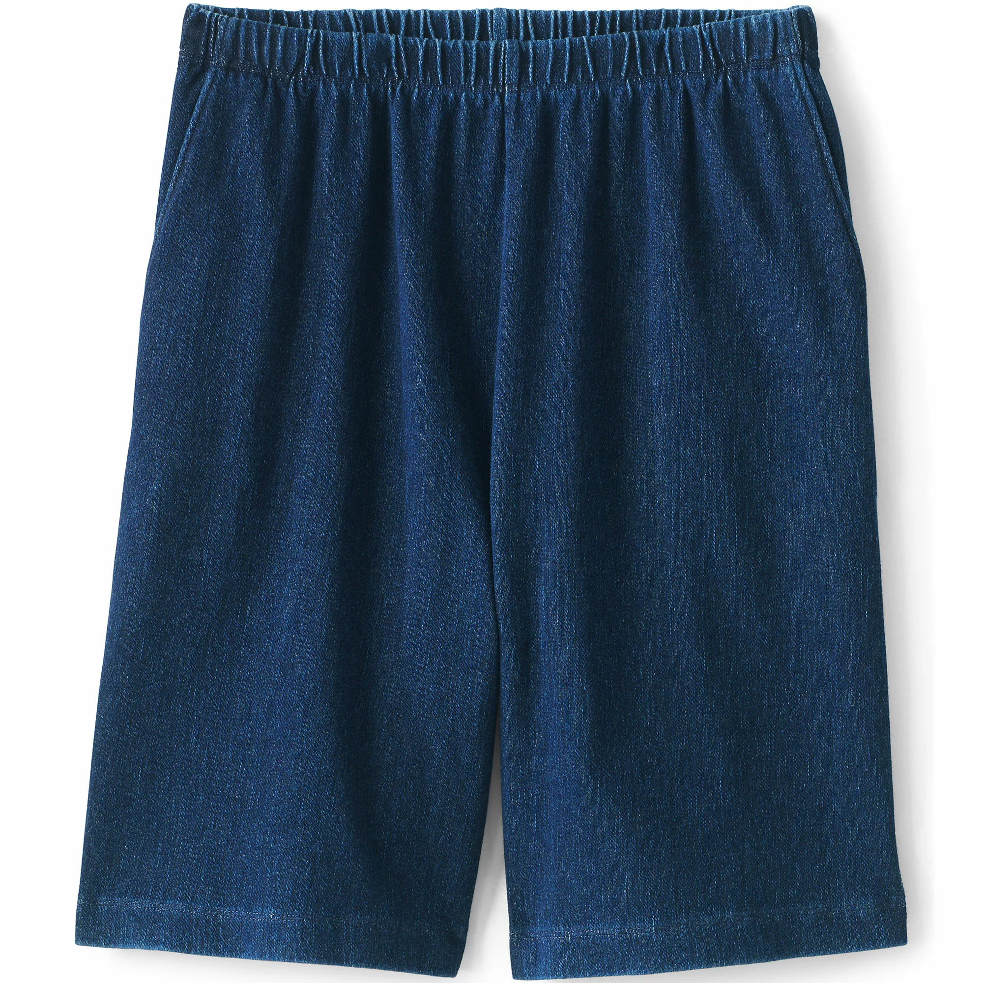 Lands' End Women's Plus Size High Rise Sport Knit Elastic Waist Denim Jean Shorts - Image 5