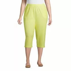 Lands' End Women's Plus Size Sport Knit High Rise Capri Pants - Print