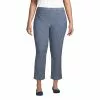 Lands' End Women's Plus Size Mid Rise Pull On Knockabout Chambray Crop Pants